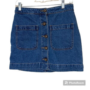 Free People We The Free Denim "Don’t Get Me Wrong" Button Skirt size 26